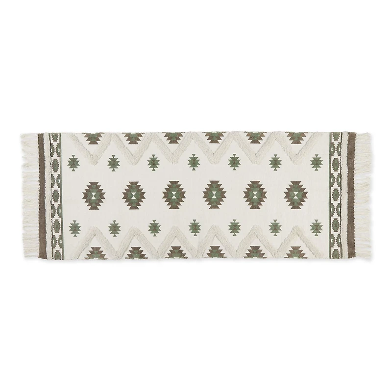 DII® Printed Off-White Hand-Loomed Shag Rug Runner