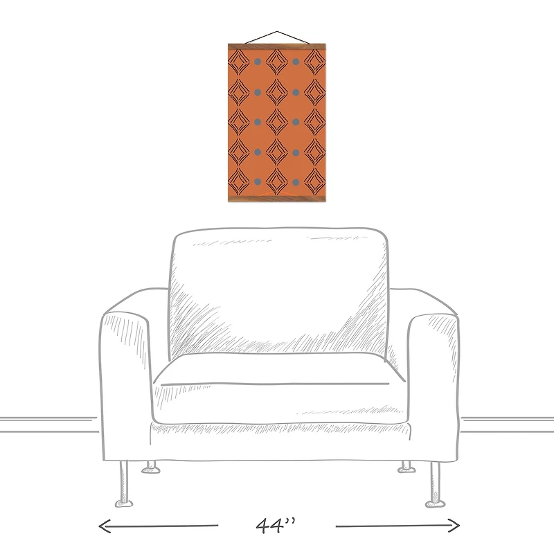 Diamond Dots 12" x 18" Teak Hanging Canvas