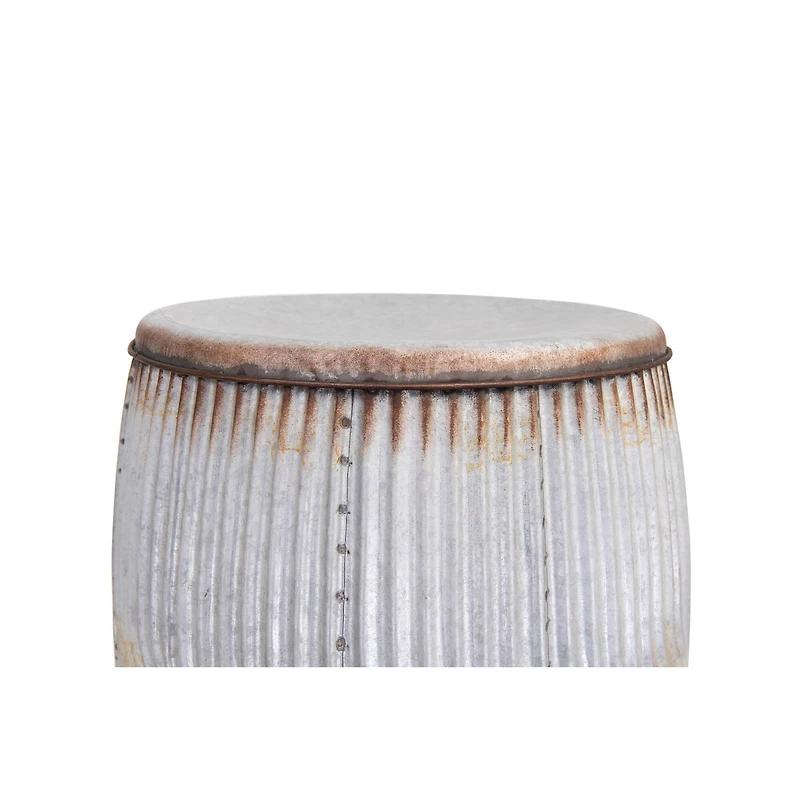 Hello Honey® 17.5" Rustic Round Metal Barrel End Table