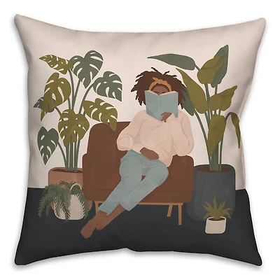 Reading Woman 18" x 18" Throw Pillow