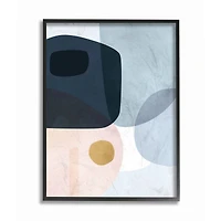 Stupell Industries Mod Shapes Blue Navy and Peach Overlapping Abstract Black Framed Wall Art