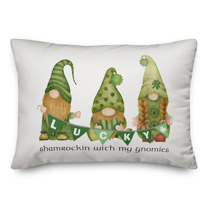Shamrockin Gnomies 20" x 14" Indoor / Outdoor Pillow