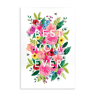 Stupell Industries Floral Best Mom Ever Wall Plaque Art