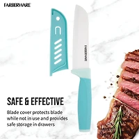 Farberware 5" Aqua Ceramic Santoku Knife with Sheath