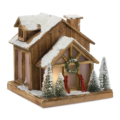 15" Cozy Ski Lodge Lighted Tabletop Town Décor