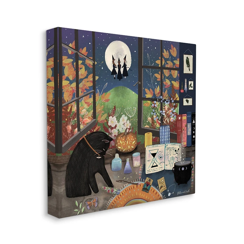 Stupell Industries Halloween Witches Autumn Moon Canvas Wall Art