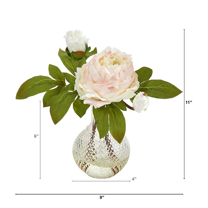 11'' Pink Peony Arrangement in Vase