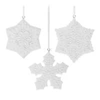 Ornate White Snowflake Ornaments Set
