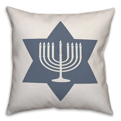 Simple Star of David Menorah 18x18 Spun Poly Pillow