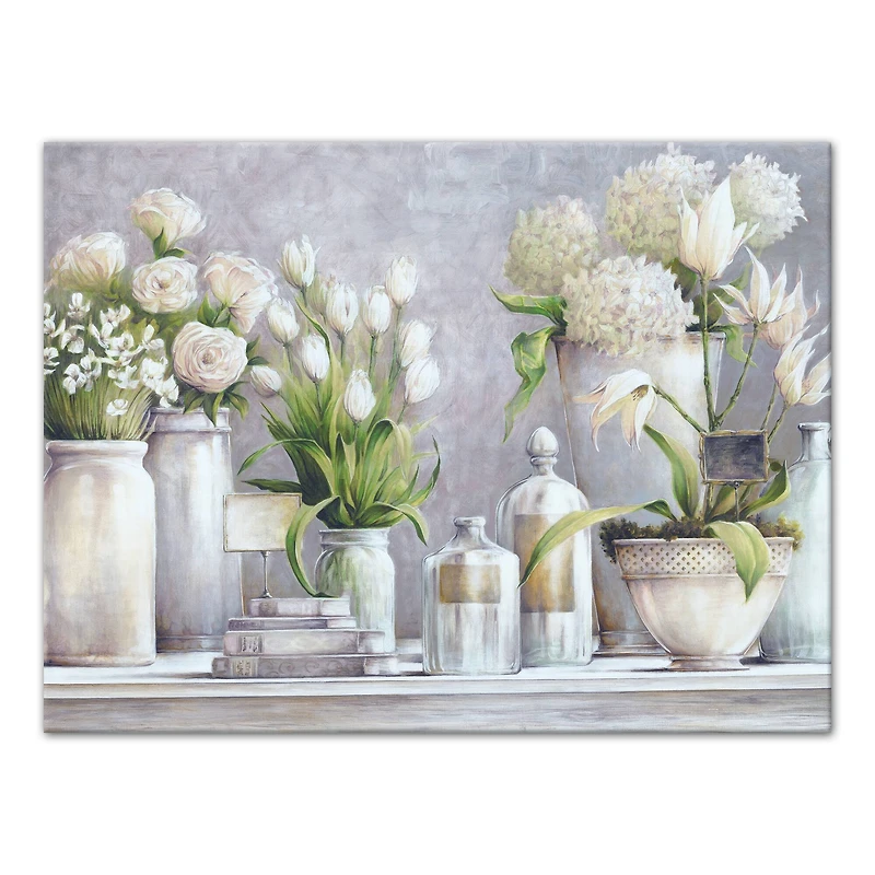 Flower Vases Still Life 18" x 24" Canvas Wall Art