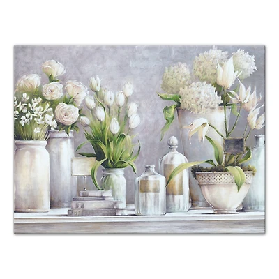 Flower Vases Still Life 18" x 24" Canvas Wall Art
