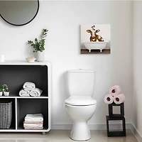 Stupell Industries Cow in Bathtub with Perched Bird Animals Canvas Wall Art