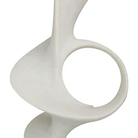 28" White Polystone Abstract Sculpture with Black Base