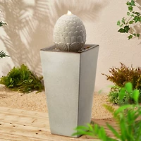 Glitzhome® 36" Oversized Sand Beige LED Ceramic Pedestal Fountain