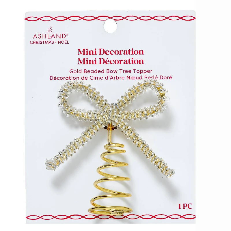 Mini Beaded Gold Bow Tree Topper by Ashland®