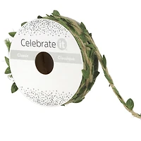1/4" x 7yd. Jute with Leaves Ribbon by Celebrate It™