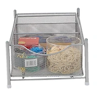 Mind Reader Silver 3-Compartment Pull-Out Sliding Organizing Drawer Storage Basket