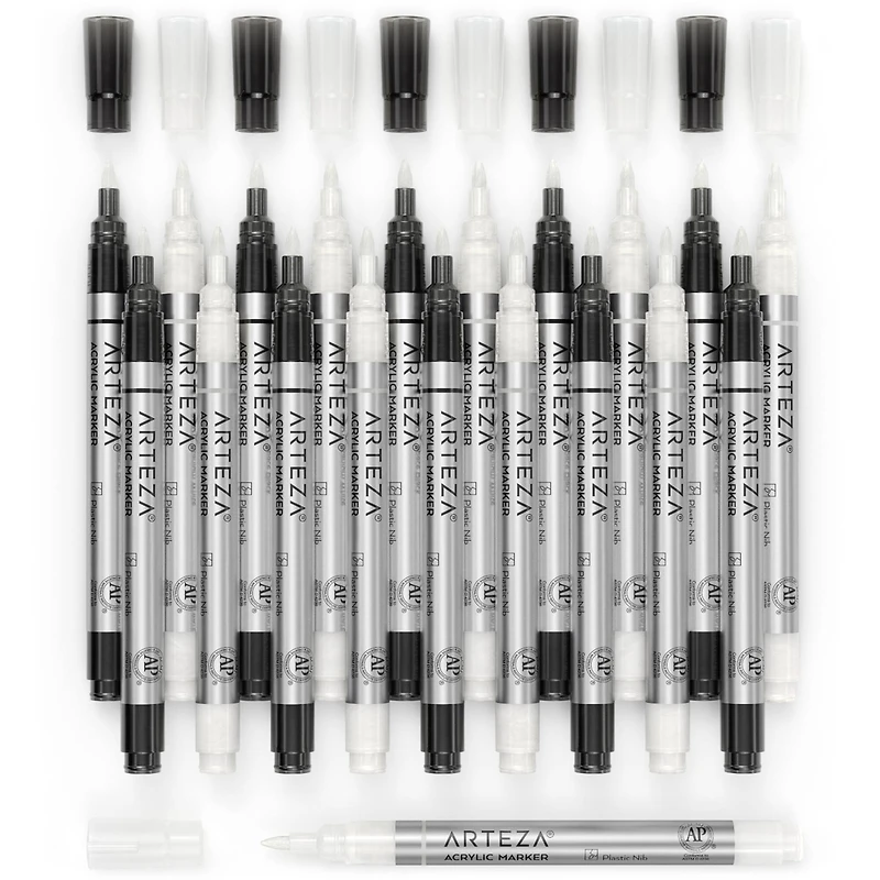 Arteza® Black & White Acrylic Paint Marker Set