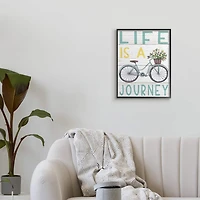 Stupell Industries Life's A Journey Blue Bicycle Flower Basket in Frame Wall Art