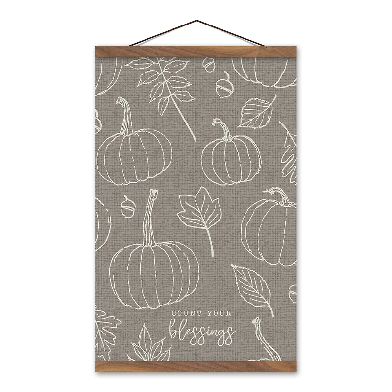 Gray Count Your Blessings Hanging Canvas