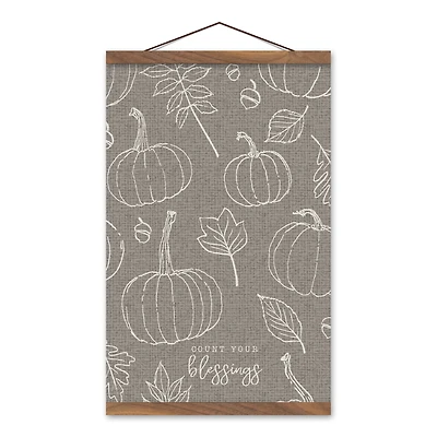 Gray Count Your Blessings Hanging Canvas