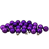 24ct. 1" Purple 2-Finish Glass Ball Ornaments