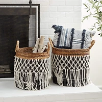 Black Banana Leaf Bohemian Storage Basket Set