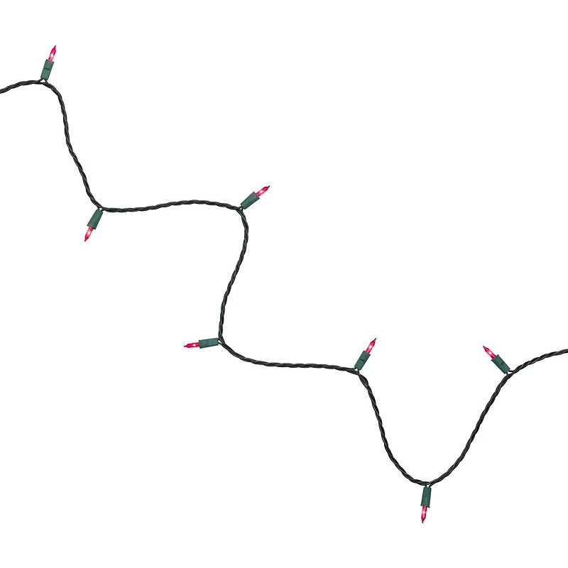 Set of 50 Pink Perm-O-Snap Mini Christmas Lights - 24.75 ft  Green Wire