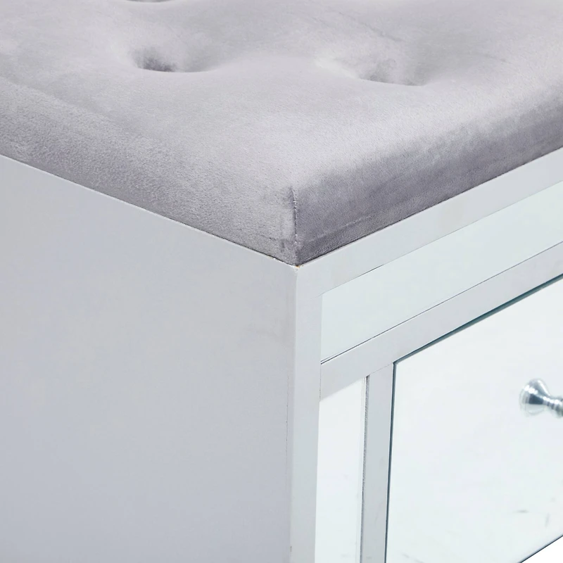 Grey Wood Glam Bench, 47" x 16" x 18"