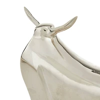 Silver Aluminum Contemporary Bulls Sculpture, Set of 2" 11", 8"