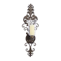 31" Gold Glass Rustic Candle Wall Sconce