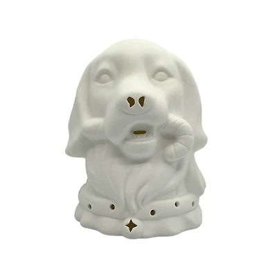 7.25" LED DIY Ceramic Dog with a Candy Cane Décor by Make Market®