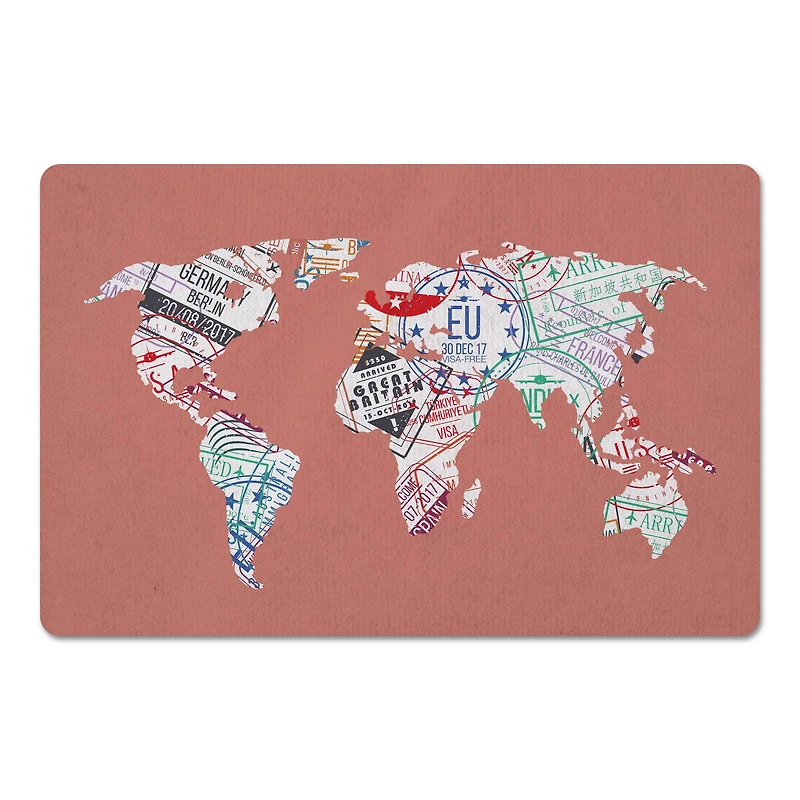 World Map Stamps 27" x 18" Floor Mat