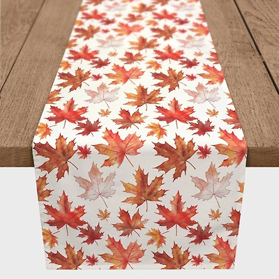 Watercolor Orange Leaf Pattern 16" x 72" Tablerunner
