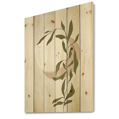 Designart - Abstract Sun and Moon With Green Leaf III