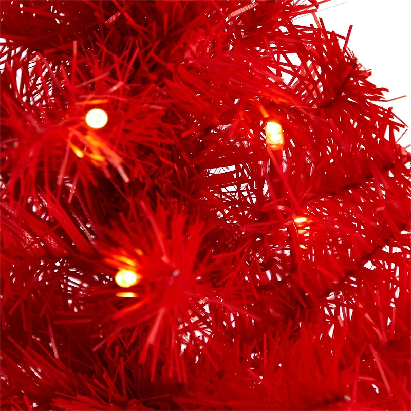 2ft. Pre-Lit Red Artificial Christmas Tree, Warm White LED Lights