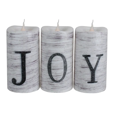6" Battery Operated JOY Christmas LED Flameless Candle Set