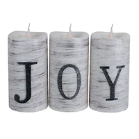 6" Battery Operated JOY Christmas LED Flameless Candle Set