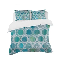 Designart 'Natural Blue Circle' Geometric Bedding Set