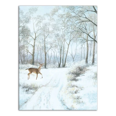 Doe Walking In The Snow 30x40 Canvas Wall Art