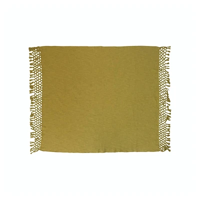 Hello Honey® Olive Green Woven Cotton Throw with Crochet Fringe