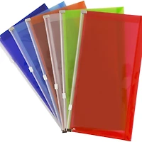 JAM Paper 5.25" x 10" Mixed Plastic Zip Closure Envelopes, 12ct.