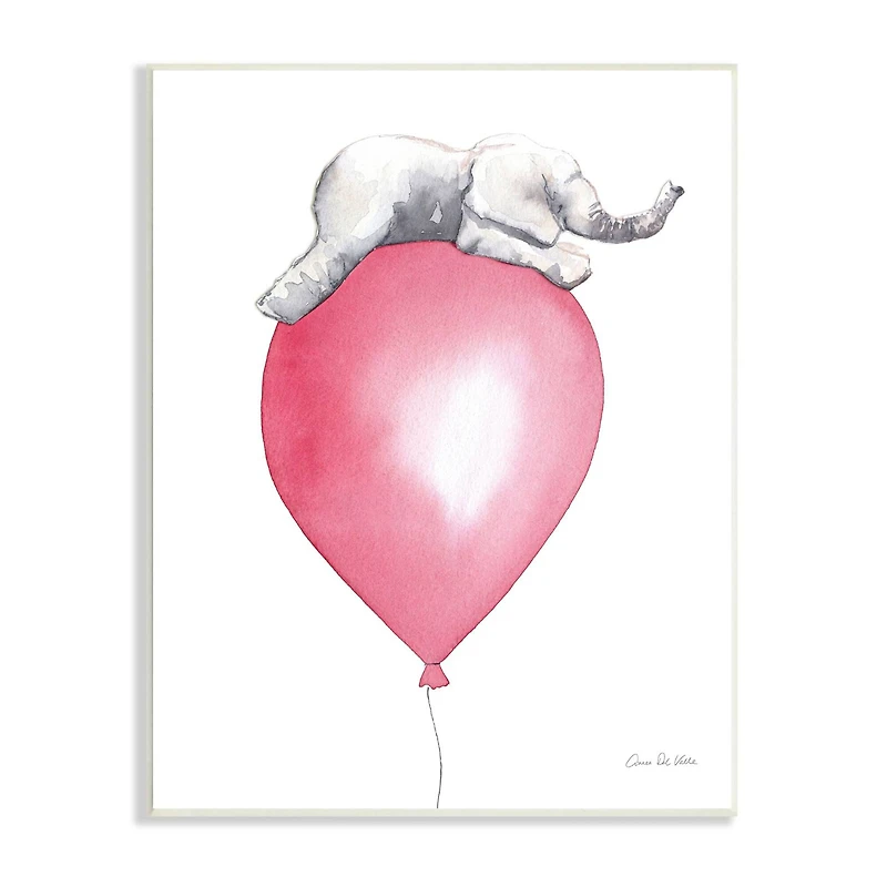 Stupell Industries Kids' Baby Elephant Sleeping on Large Red Balloon Wall Plaque