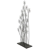 5ft. Black Metal Tall Floral Sculpture with Crystal Embellishments