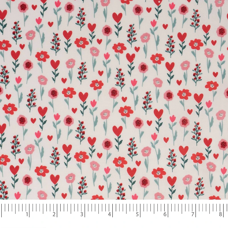 SINGER® Red Floral Cotton Fabric
