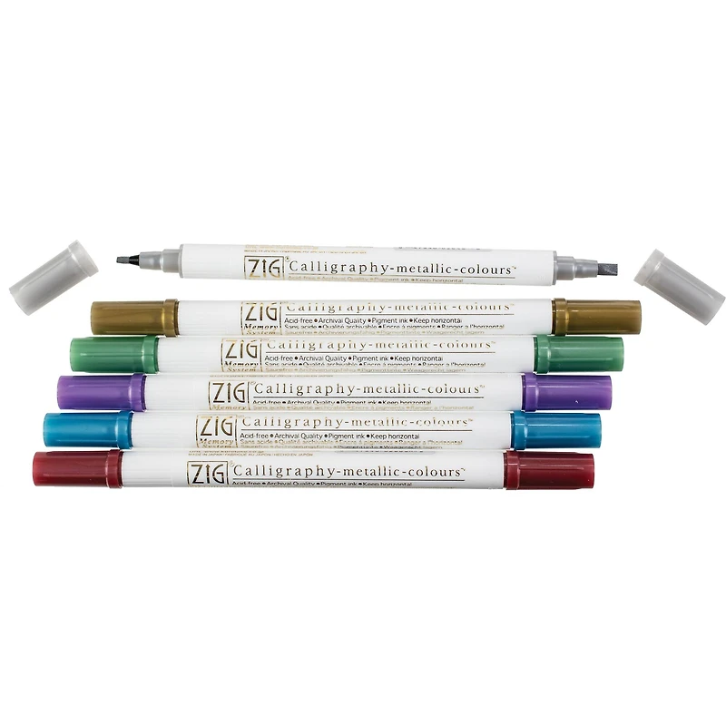 ZIG® Metallic Calligraphy Dual-Tip Markers Set