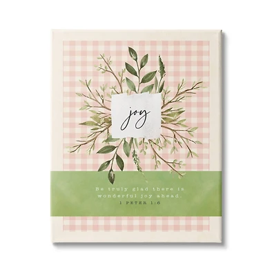Stupell Industries Truly Glad There's Joy Ahead Proverb Peter 1:6 Canvas Wall Art