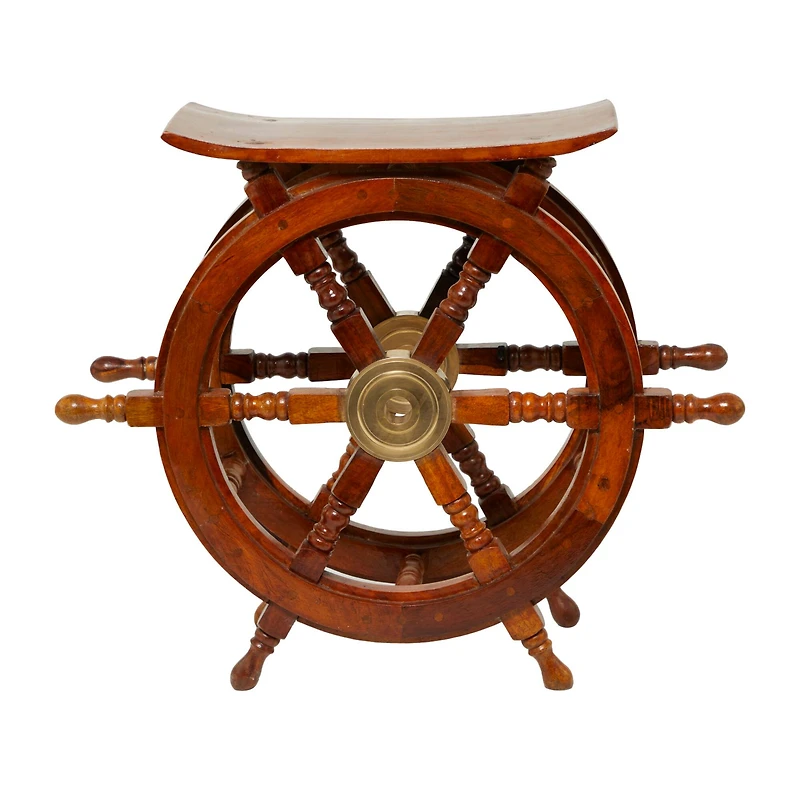 20" Brown Brass Nautical Accent Table
