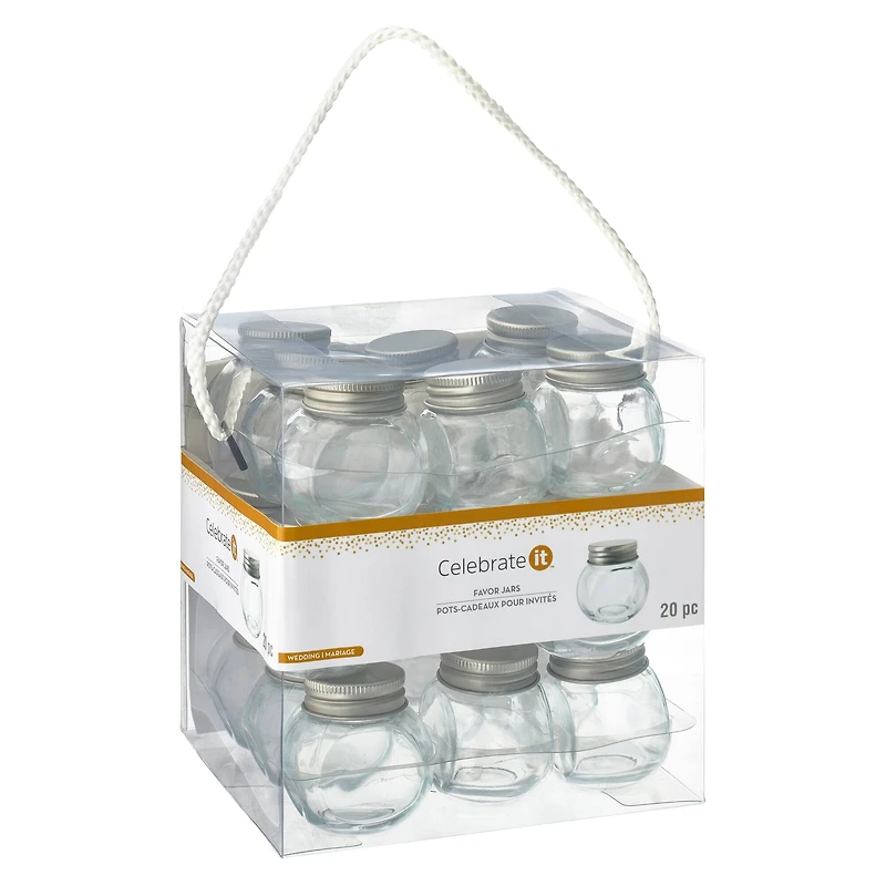 6 Packs: 20 ct. (120 total) Round Glass Favor Jars with Silver Lids by Celebrate It™ Occasions™