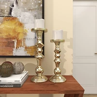 Gold Aluminum Candle Holder Set